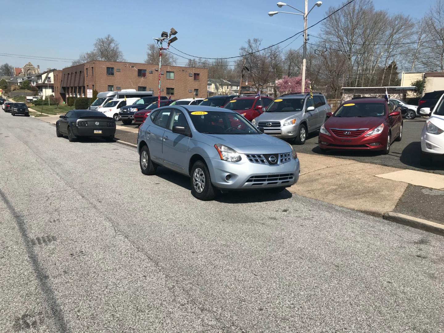 2014 Blue /Gray Nissan Rogue S (JN8AS5MV1EW) with an 2.5 V4 engine, Automatic transmission, located at 577 Chester Pike, Prospect Park, PA, 19076, (610) 237-1015, 39.886154, -75.302338 - Photo#1